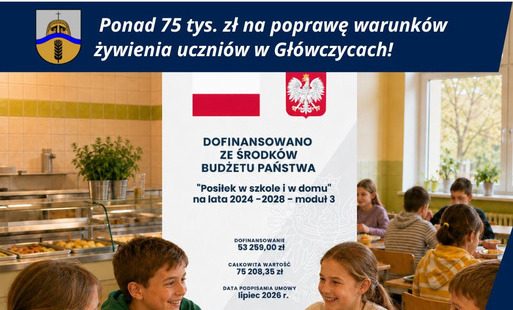 Ponad 75 tys. zł na poprawę warunków żywienia uczniów w Główczycach!